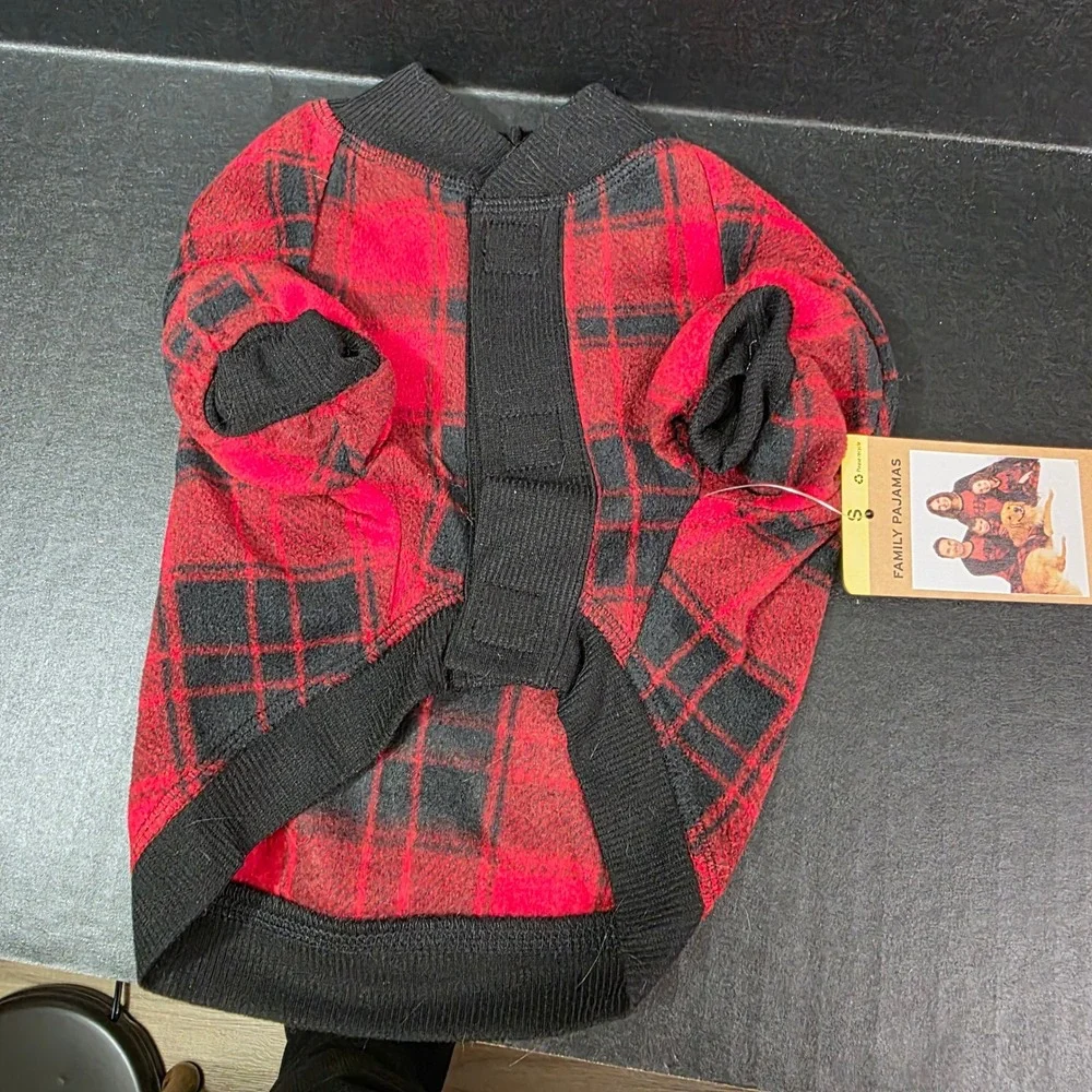 Eddie Bauer Red Buffalo Plaid Dog Family Pajamas Pet Onesie Small Fleece‎